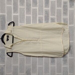Tahari 100% Linen Creamy Buttery Yellow Women's Half Button Blouse Size Medium